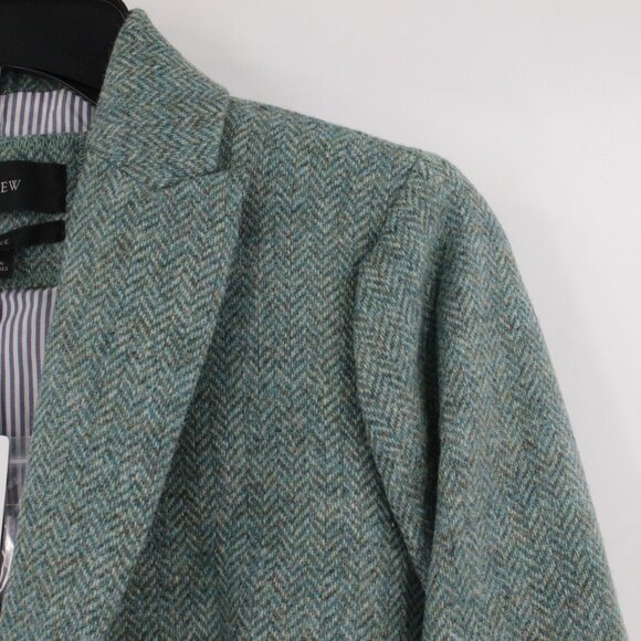 NWT J Crew Parke Blazer Womens 0 Moon British Herringbone Wool One Button green - Picture 2 of 14